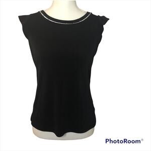Candies Pearled Neckline Black Blouse Size XS